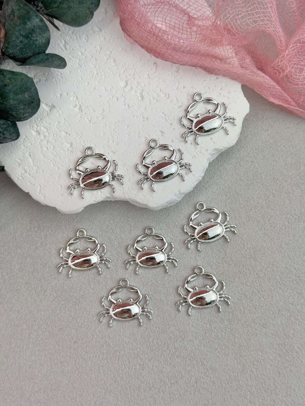 Подвеска "Крабик" родий, 20*18 мм