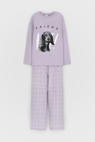 пижама  для девочки  К 1623/лепесток орхидеи,двойная клетка