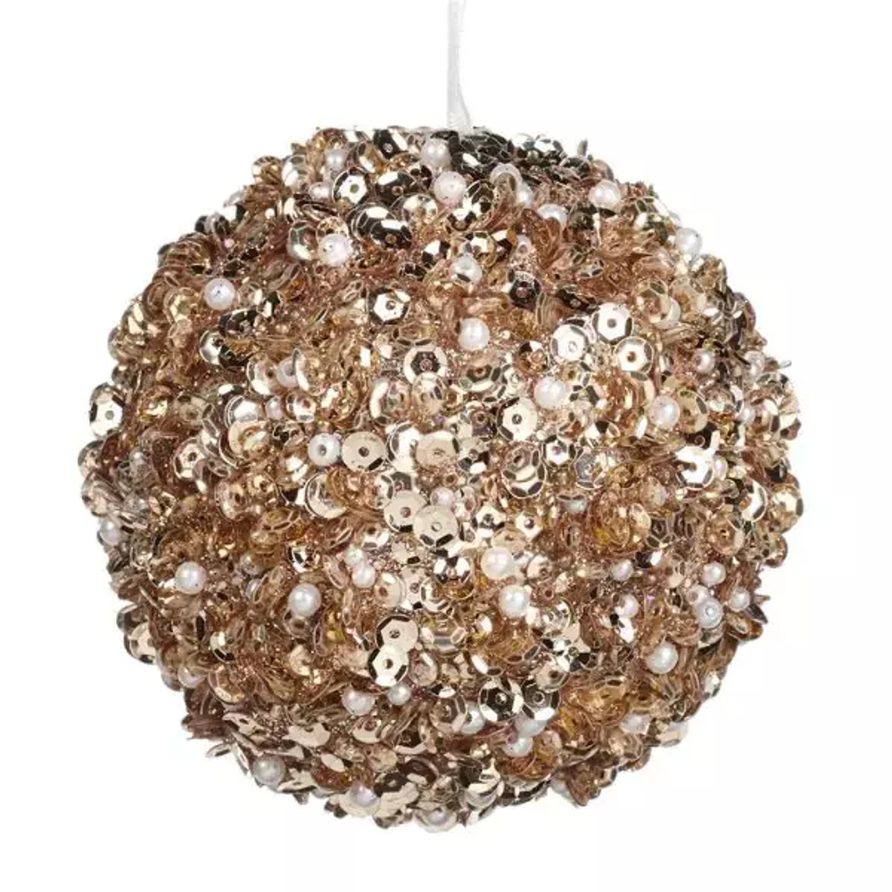 Елочная игрушка 1шт 8см Goodwiil Шар с перламутром золотой