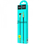 Кабель AUX(3.5x3.5)4-pin золото металл пружинный штекер угловой, 1,8м Черный нейлон