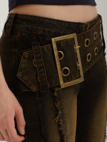 Женские Джинсы Brown Overdye Belted Flare