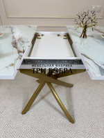 Кухонный раздвижной стол "Танго", белый мрамор