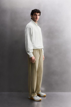 ZARA ДЖОГГЕРЫ СВОБОДНОГО КРОЯ ИЗ ПЛОТНОЙ ТКАНИ, ПЕСОЧНЫЙ