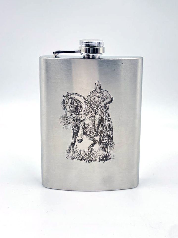 Фляжка с гравировкой Богатырь (на коне) 240гр.
