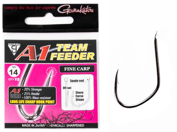 Крючки Gamakatsu A1 TEAM FEEDER HOOKS FINE CARP разм. 14 15шт.