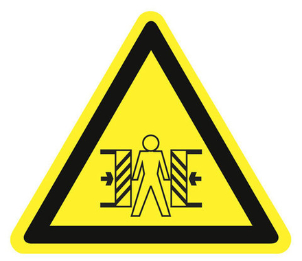 Знак на плёнке W-23 "Осторожно, опасность зажима"