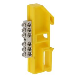 Шина ЭРА NO-222-90-1 PE земля на DIN-изоляторе ШНИ-6х9-6 никелированная Д-Желтый | Шины N, PE, PEN