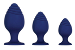 Набор из 3 синих анальных пробок Get Your Groove On (Цвет: синий)