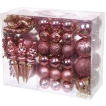 Набор ёлочных украшений «Wish» 6 см + 4 см (50 предмета), Розовое золото