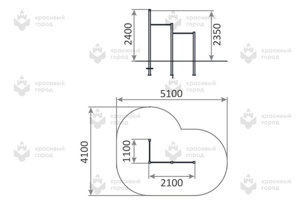 Турник трехуровневый