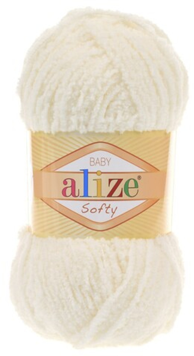 ALIZE "SOFTY" 100% Микрополиэстер, 50 гр., 115 м, светло-молочный