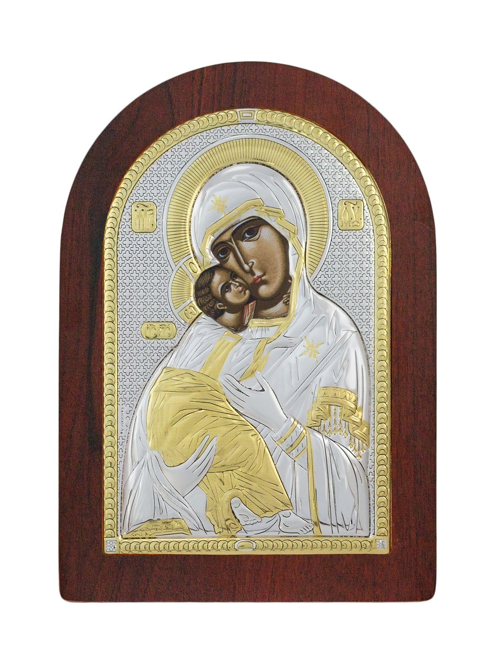 Владимирская БМ, икона арочная, красное дерево 120х160
