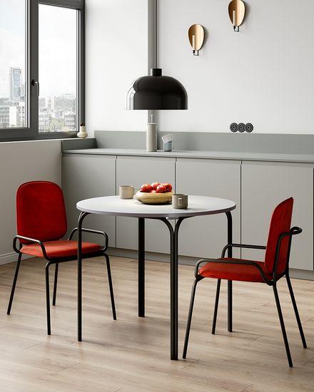 Стол обеденный ror, D90 см, черный/серый