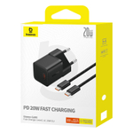 Зарядное устройство Baseus GaN5 (mini) 1C 20W + Кабель USB-C - USB-C - Cluster Black