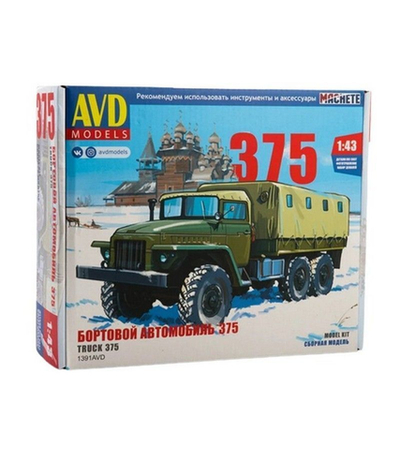 Сборная модель AVD Автомобиль 375 бортовой с тентом, 1/43