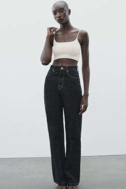 ZARA УКОРОЧЕННЫЙ БЕСШОВНЫЙ ТОП, БЕЛЫЙ