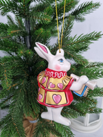 Кролик из Алисы ёлочная фарфоровая игрушка