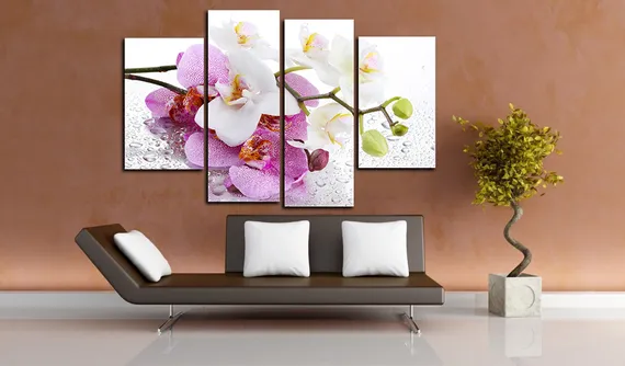 Модульная картина "Мокрая орхидея"