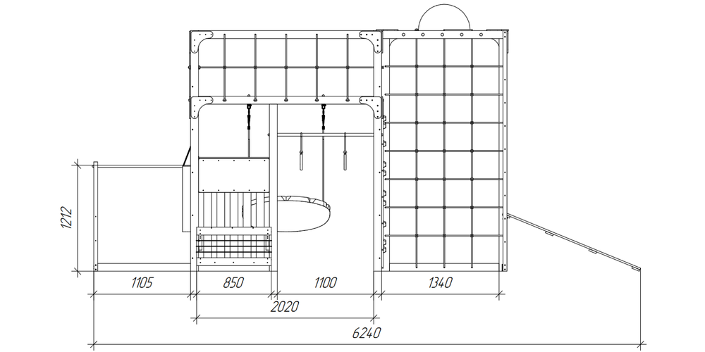 Детская площадка Савушка КУБ-2 (Серый) с подушками
