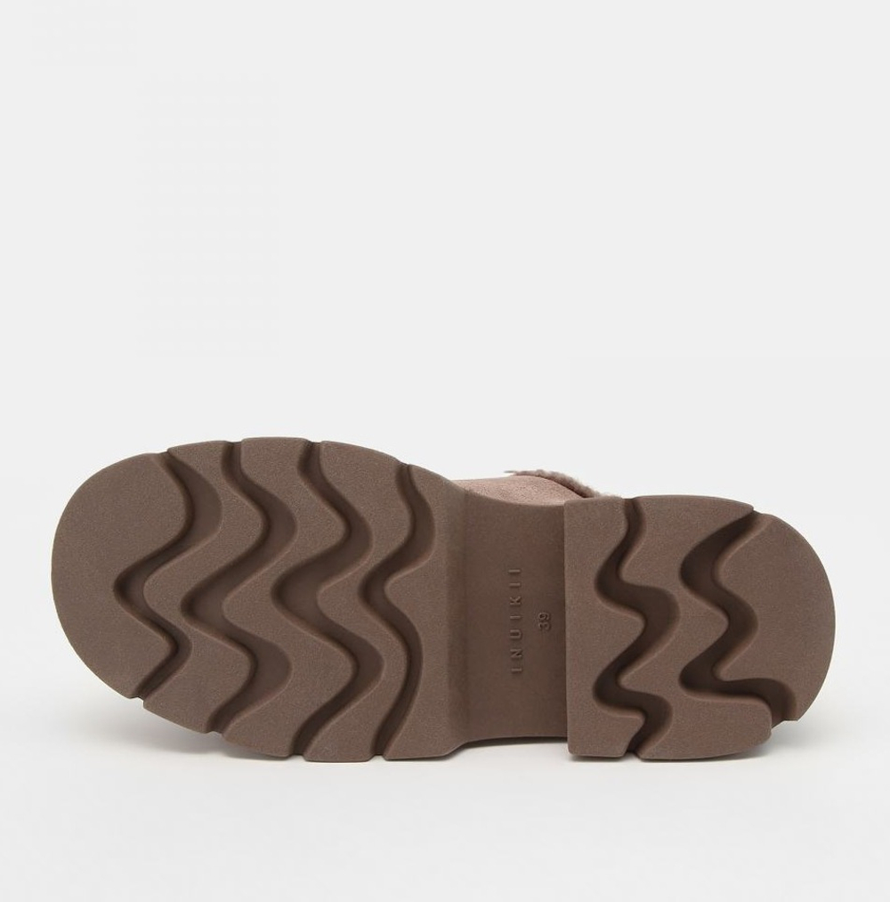 Замшевые полуботинки INUIKII Mocabee curly taupe на меху