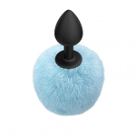 Анальная пробка с хвостом Emotions Fluffy Blue (Цвет: черный с синим)
