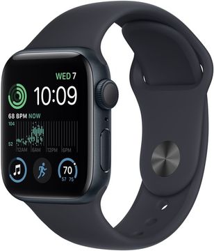 Apple Watch SE 2022, 44 мм, корпус из алюминия цвета «тёмная ночь», спортивный ремешок цвета «тёмная ночь»