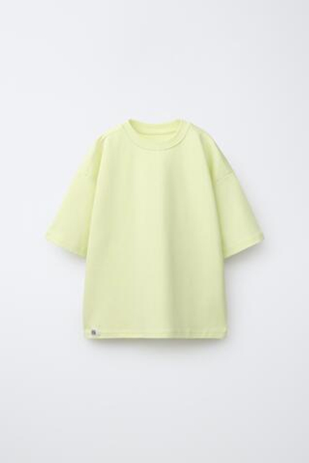 ZARA ОДНОТОННАЯ ФУТБОЛКА ИЗ ИНТЕРЛОКА, ЖЕЛТЫЙ