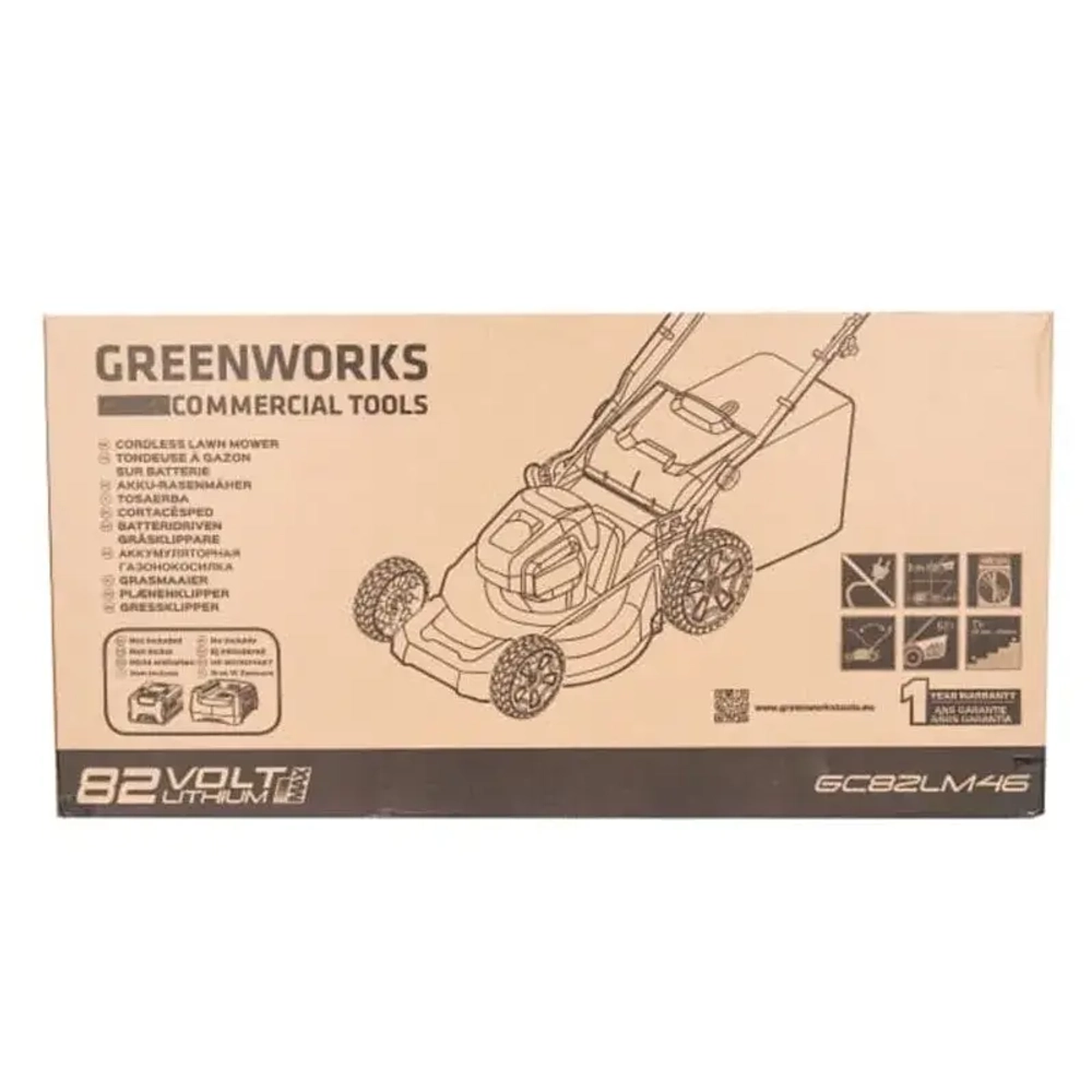 Аккумуляторная газонокосилка Greenworks GС82LM46 82V (без АКБ и ЗУ) 2502407