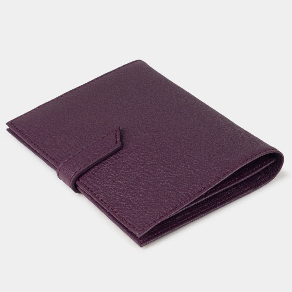 Обложка для паспорта и автодокументов из натуральной кожи козы, фиолетового цвета
