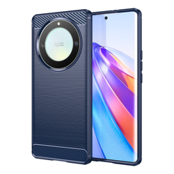 Чехол защитный синего цвета на смартфон Honor X9A (с 2023 года), серия Carbon (дизайн в стиле карбон) от Caseport