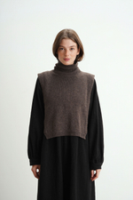 Манишка из кашемира с мериносом кофейного цвета ПРЕДЗАКАЗ