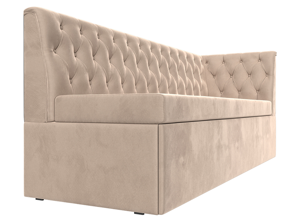 Диван кухонный прямой Маркиз с углом справа, Бежевый, Велюр, 112823