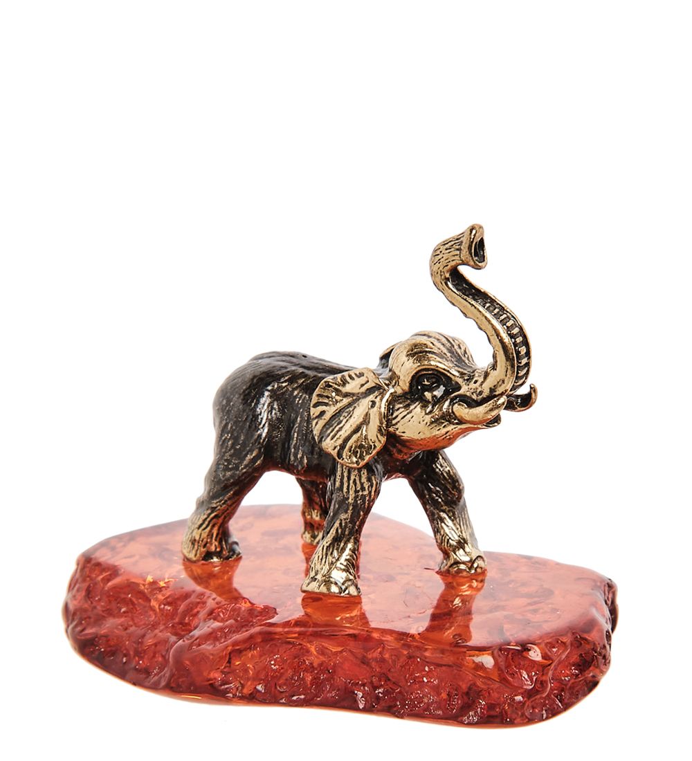 Народные промыслы AM-1294 Фигурка «Слон тайский» (латунь, янтарь)