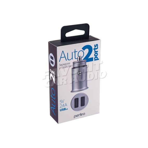 АЗУ 2USB Perfeo AUTO 2 4800mA металл розовый