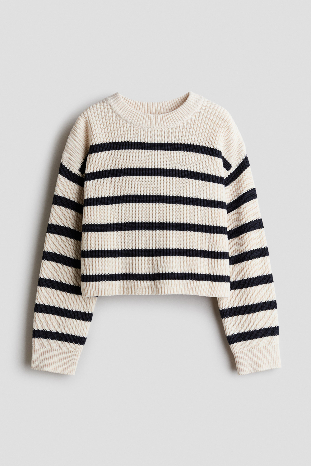 H&M Свитер из хлопковой смеси в полоску, cветло-бежевый