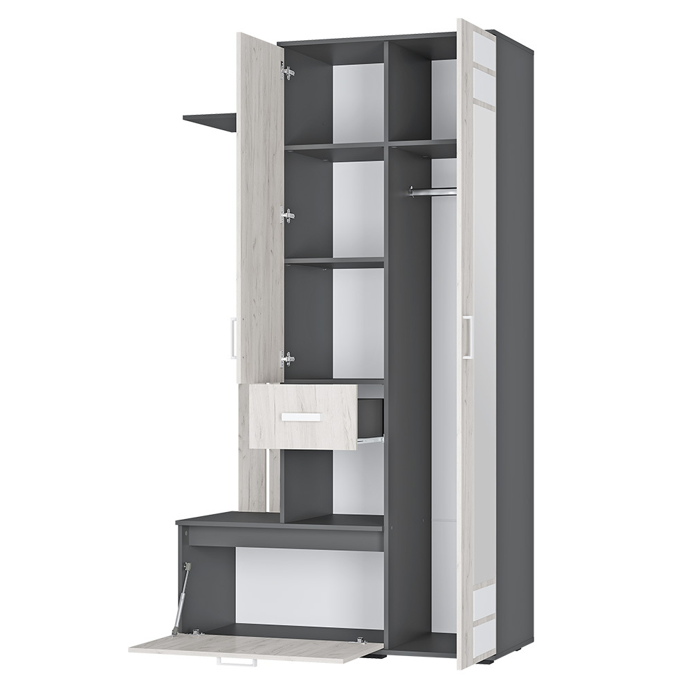 Прихожая Лира ПР-04, Графит, Дуб крафт белый