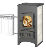 Печь-Камин ВЕЗУВИЙ ПК-01 (270) с плитой и т/о беж. 9 кВт (150 м3) Ø 115 мм