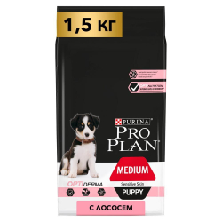 Pro Plan 1,5 кг puppy medium OptiDerma для щенков средних пород с лососем
