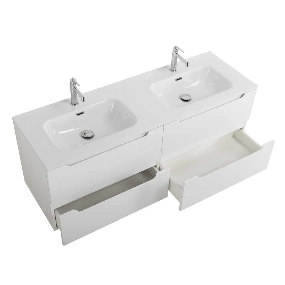 Тумба BelBagno ETNA-1200-4C-SO-2-BL с 2-й раковиной BelBagno BB1200-2-ETL, Bianco Lucido