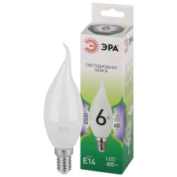 Лампочка светодиодная ЭРА GREEN LINE LED BXS-6W-865-E14 GL E14 6 Вт свеча на ветру холодный свет | Лампы cветодиодные Свеча (B/C)