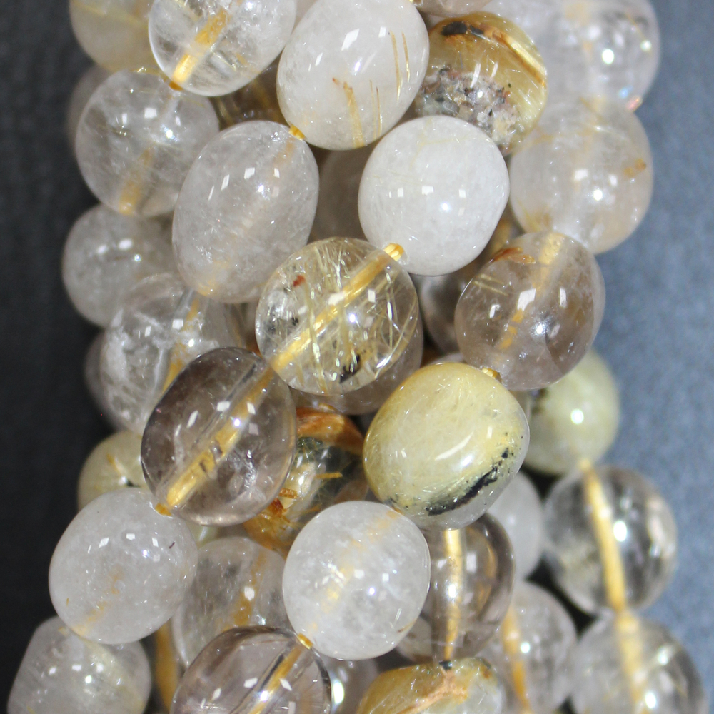Кварц рутиловый золотой галтовка бусины 8-9мм