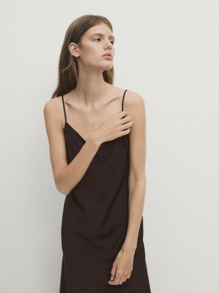 Massimo Dutti Платье атласное, черный