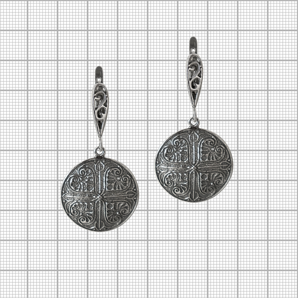 "Сибель 2" серьги в серебряном покрытии из коллекции "Турция" от Jenavi  с английским замком