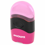 Точилка с контейнером и ластиком ЮНЛАНДИЯ "ДВА В ОДНОМ", яркие цвета ассорти