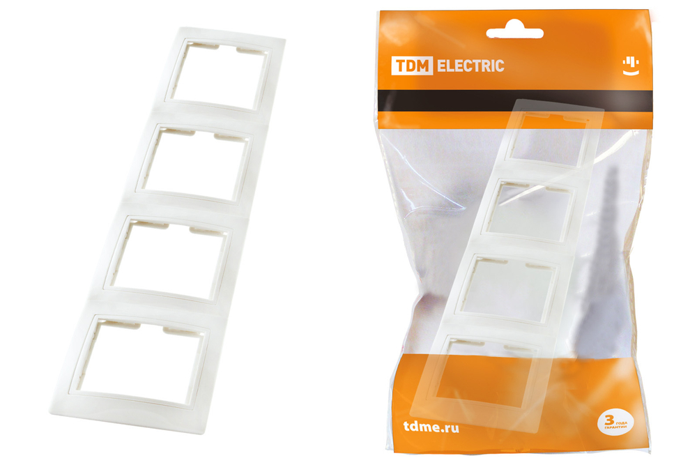 Рамка 4-ая Таймыр вертикальная белая TDM