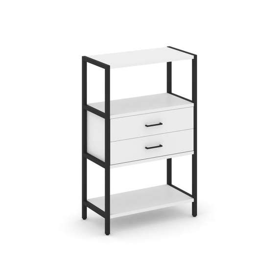 Shelf System Односекционный стеллаж трехярусный с ящиками SN.STM-312 Белый/Металл Черный 810*400*124