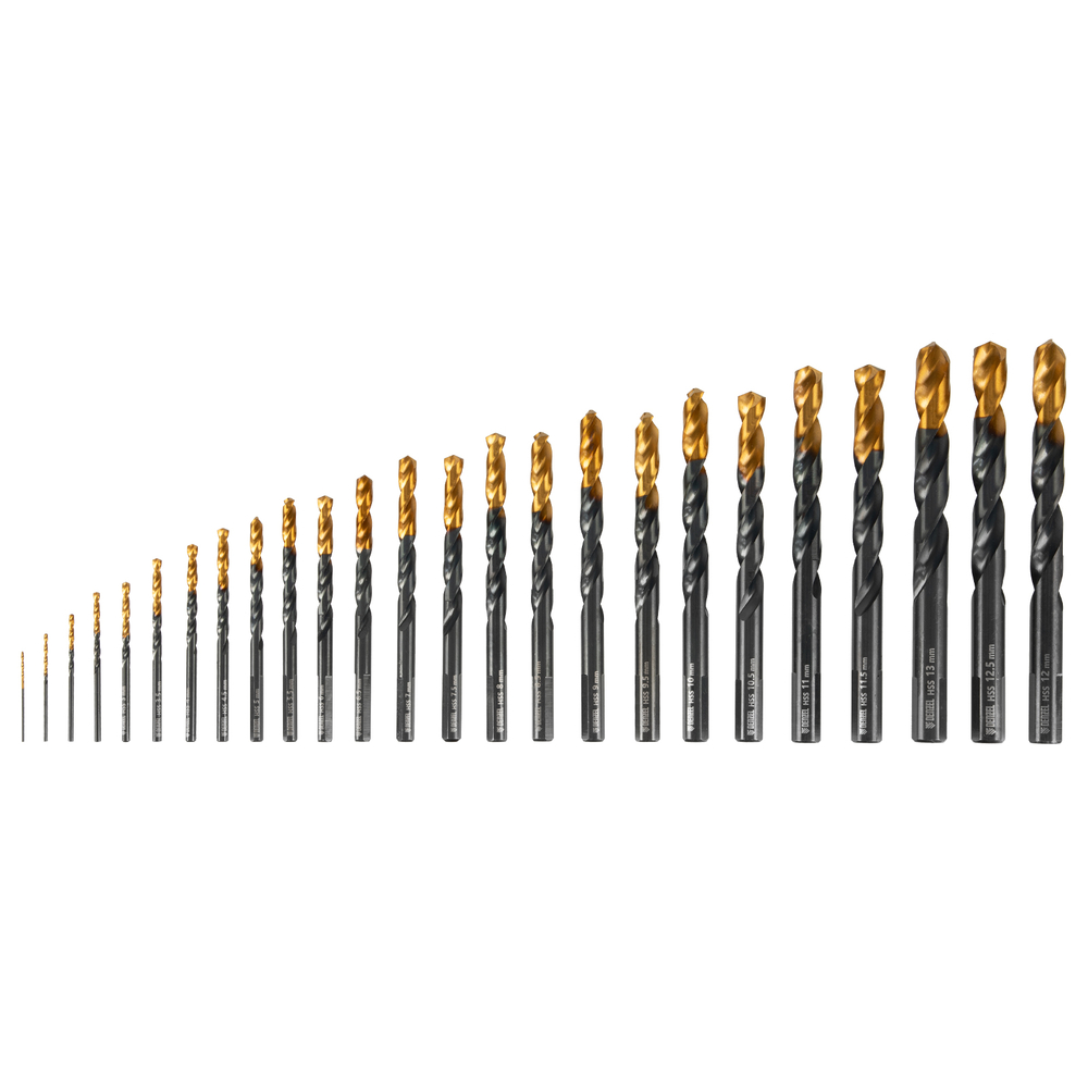 Набор сверл по металлу, 1-13 мм, HSS-Tin, Golden Tip, 25 шт Denzel