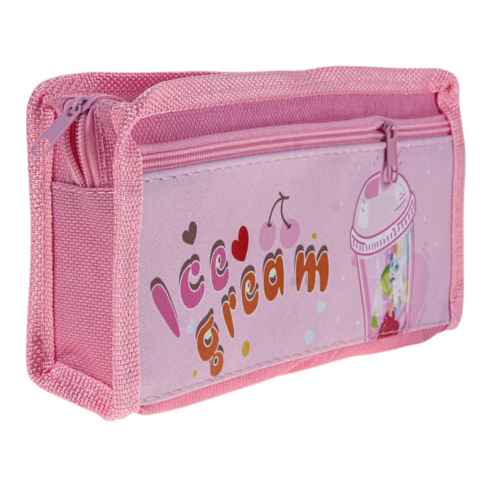 Пенал мягкий 2 отделения "Милкшейк" 3 цвета микс