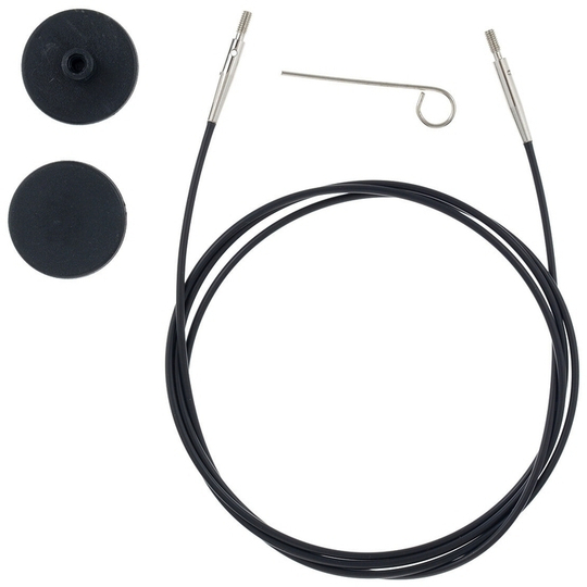 Тросик для съемных спиц, длина 126 (150)см, KnitPro черный