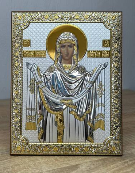 Покрова, икона прямоугольная без рамки, красное дерево 150х200